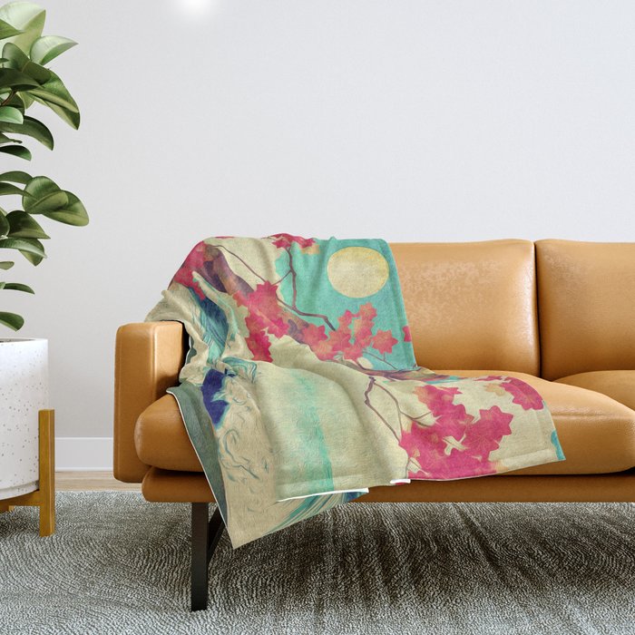 Waking to the Wild and Beautiful Ocean of Dhin - Nature Landscape Throw Blanket Gallery Image 1