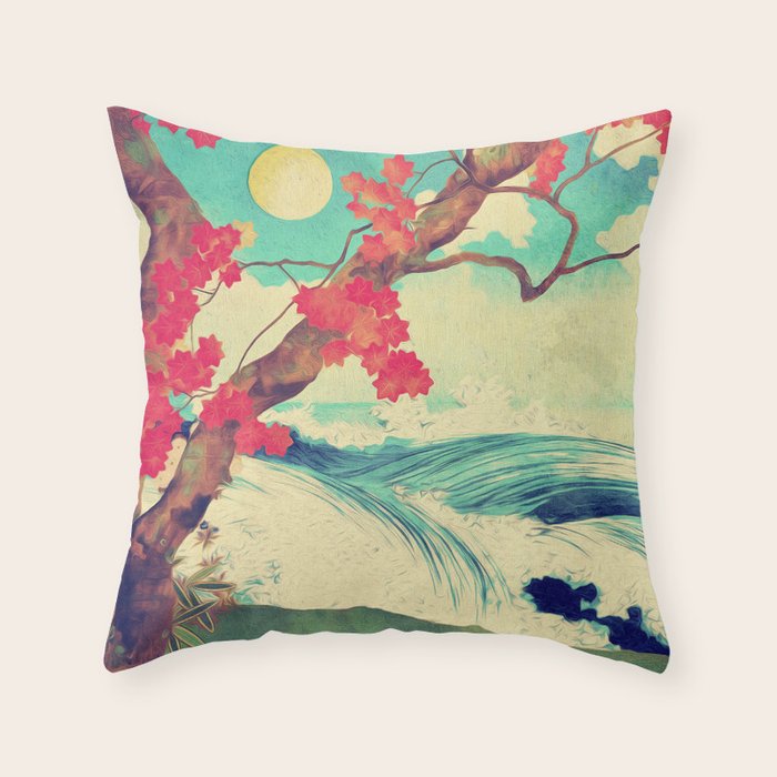 Waking to the Wild and Beautiful Ocean of Dhin - Nature Landscape Throw Pillow Gallery Image 6