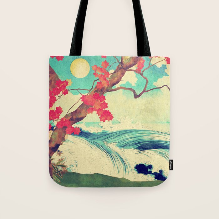 Waking to the Wild and Beautiful Ocean of Dhin - Nature Landscape Tote Bag Gallery Image 1