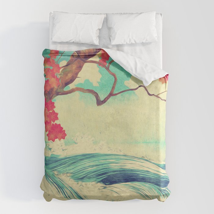 Waking to the Wild and Beautiful Ocean of Dhin - Nature Landscape Duvet Cover Gallery Image 1