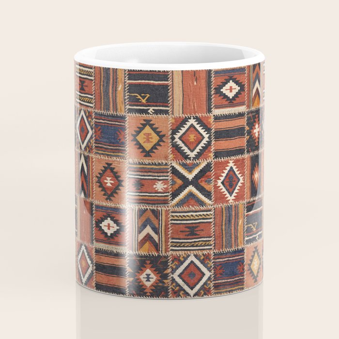 Geometric Tribal Patchwork Rug Design Coffee Mug Gallery Image 4