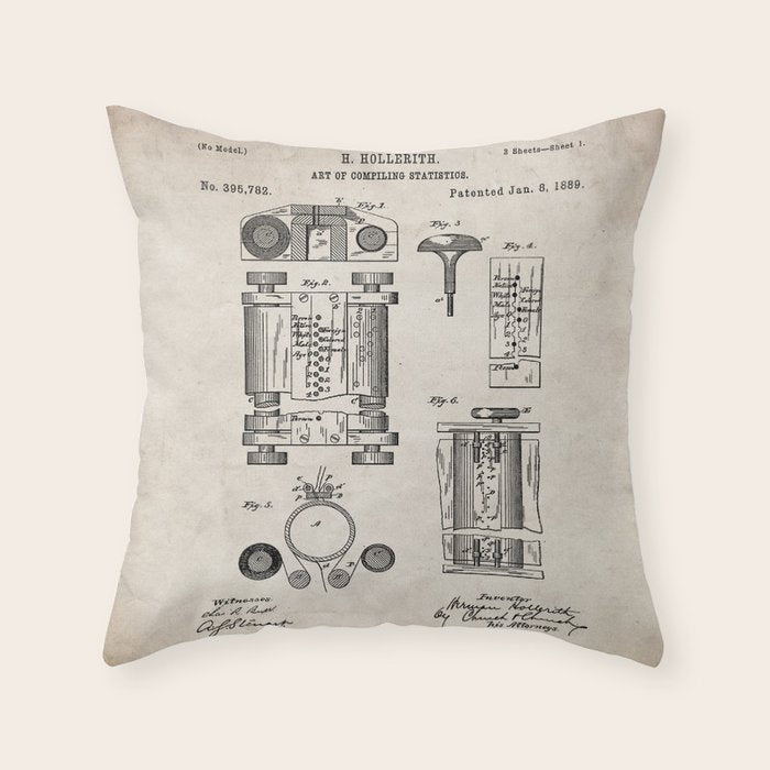 First Computer Patent - Technology Art - Antique Throw Pillow Gallery Image 6
