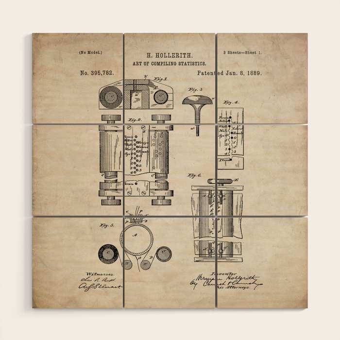 First Computer Patent - Technology Art - Antique Wood Wall Art Gallery Image 1