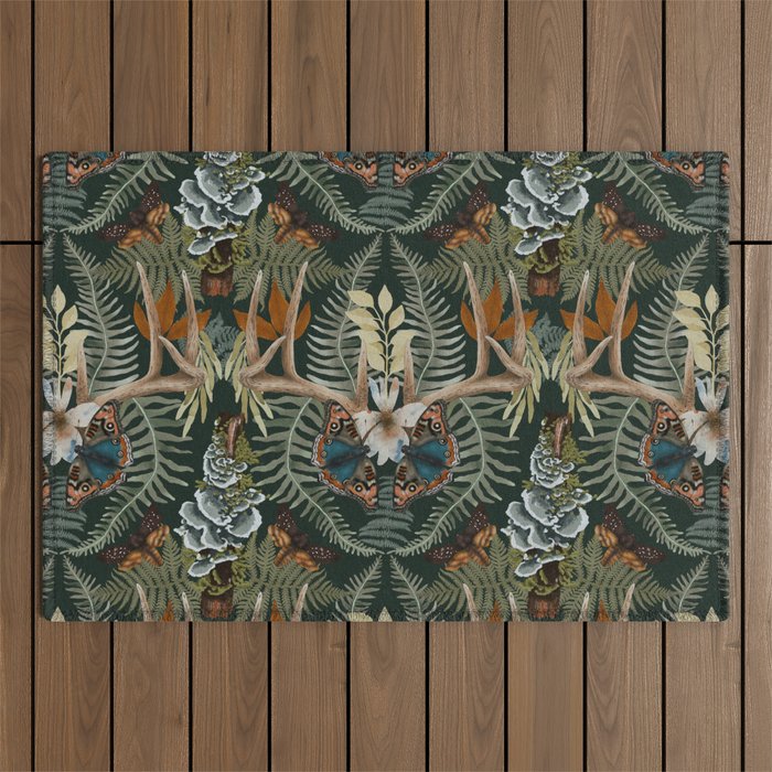 Whimsical Deer Antlers Outdoor Rug