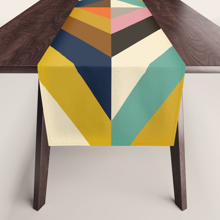 Mid Century Geometric Pattern Technicolor Diamond  Table Runner Gallery Image 1
