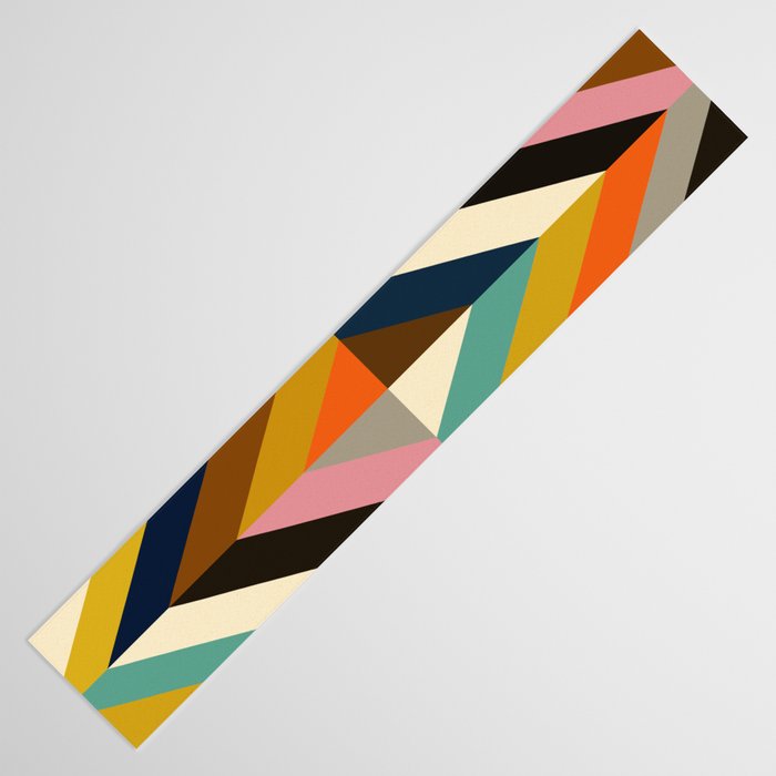 Mid Century Geometric Pattern Technicolor Diamond  Table Runner Gallery Image 3
