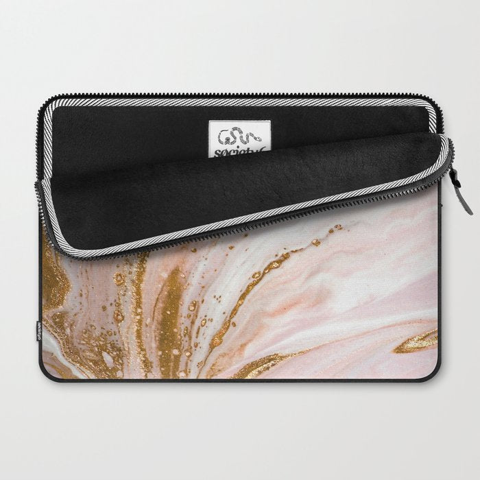 Blush Pink And Gold Liquid Color  Laptop Sleeve Gallery Image 2