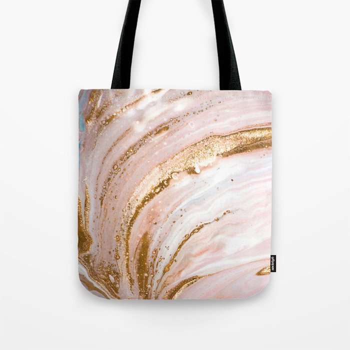 Blush Pink And Gold Liquid Color  Tote Bag Gallery Image 1
