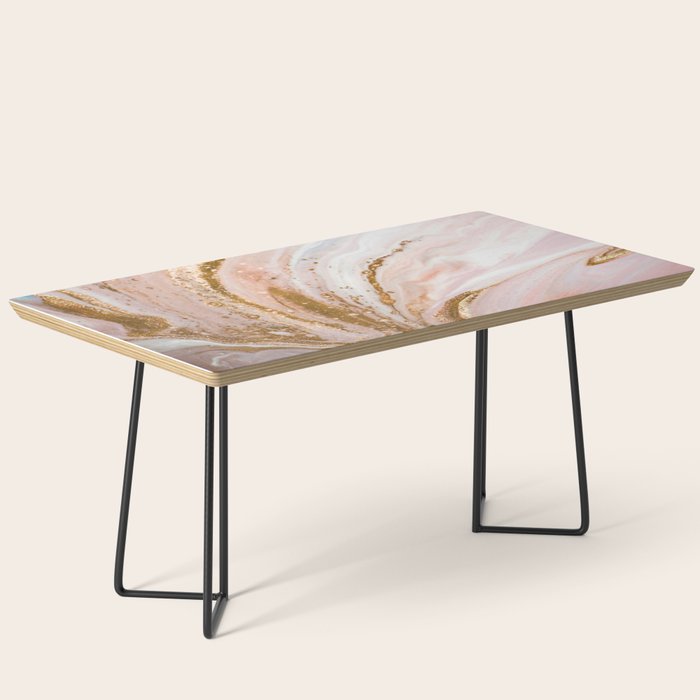 Blush Pink And Gold Liquid Color  Coffee Table Gallery Image 1