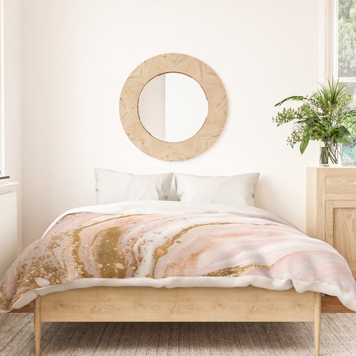 Blush Pink And Gold Liquid Color  Duvet Cover Gallery Image 3