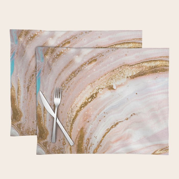 Blush Pink And Gold Liquid Color  Placemat Gallery Image 1