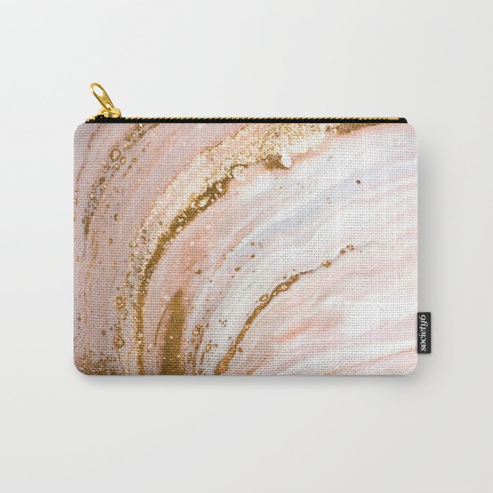 Blush Pink And Gold Liquid Color  Carry All Pouch Gallery Image 1