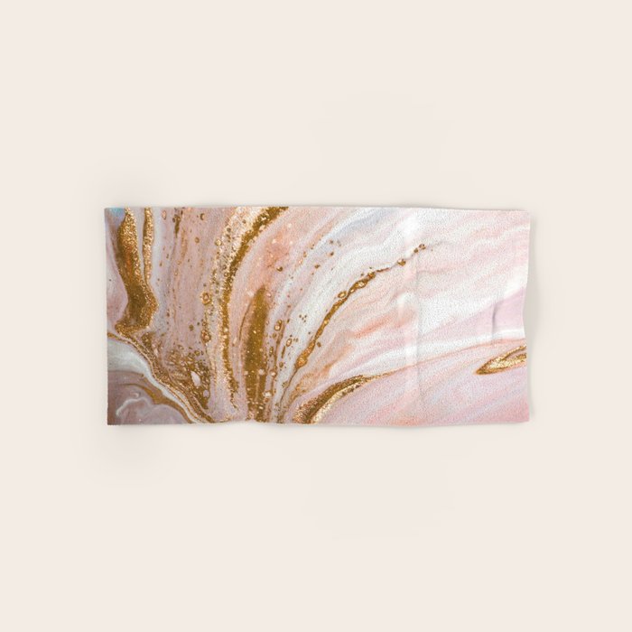 Blush Pink And Gold Liquid Color  Bath Towel Gallery Image 1