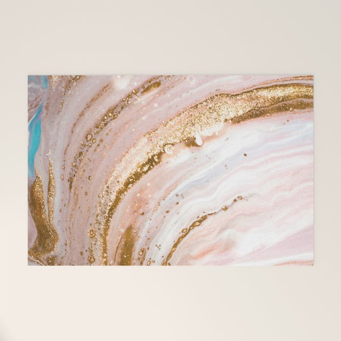 Blush Pink And Gold Liquid Color  Welcome Mat Gallery Image 1