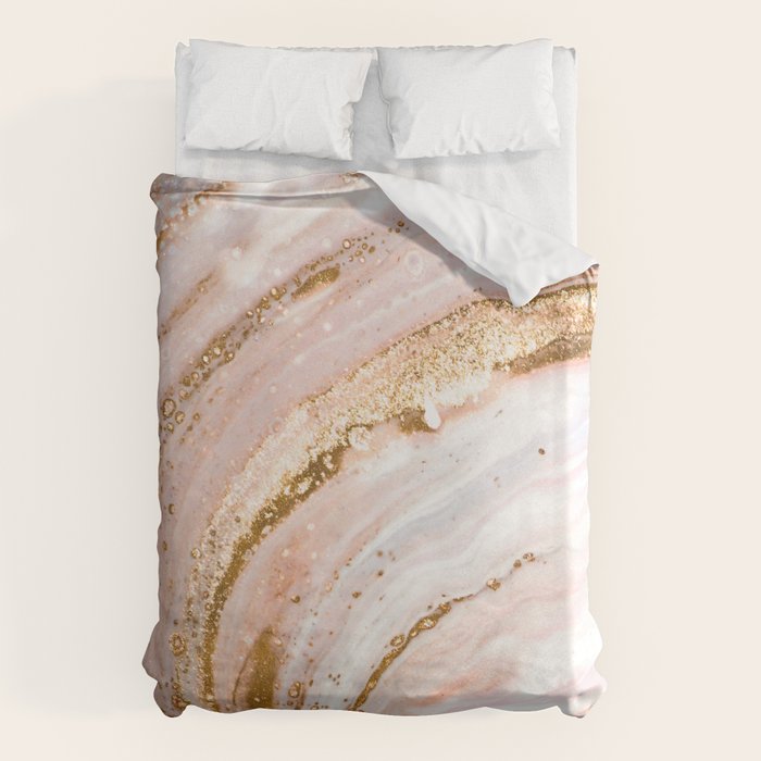 Blush Pink And Gold Liquid Color  Duvet Cover Gallery Image 6