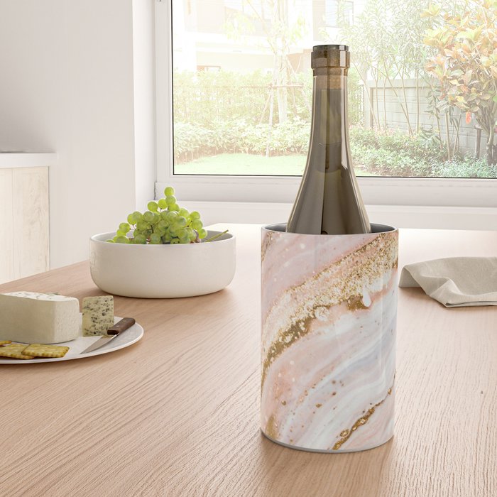 Blush Pink And Gold Liquid Color  Wine Chiller Gallery Image 4