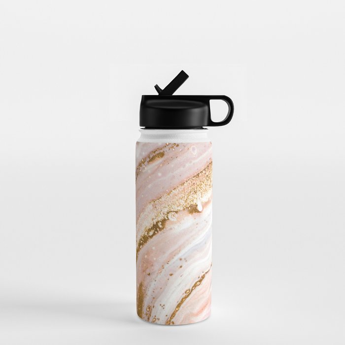 Blush Pink And Gold Liquid Color  Water Bottle Gallery Image 1