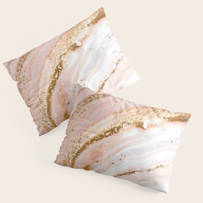 Blush Pink And Gold Liquid Color  Pillow Sham Gallery Image 1