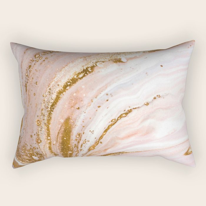 Blush Pink And Gold Liquid Color  Rectangular Pillow Gallery Image 1