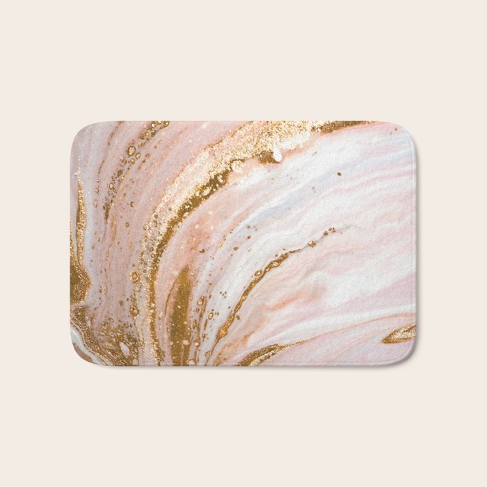 Blush Pink And Gold Liquid Color  Bath Mat Gallery Image 1