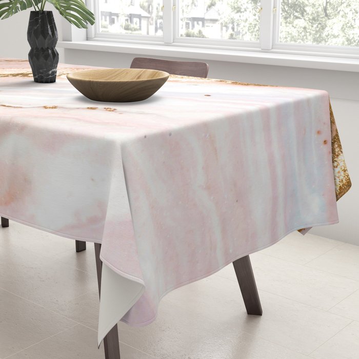Blush Pink And Gold Liquid Color  Tablecloth Gallery Image 3