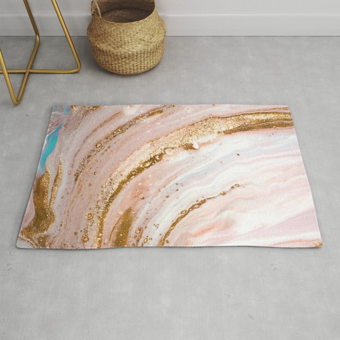 Blush Pink And Gold Liquid Color  Rug Gallery Image 1