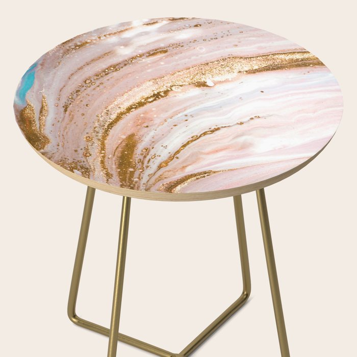 Blush Pink And Gold Liquid Color  Side Table Gallery Image 2
