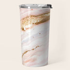 Blush Pink And Gold Liquid Color  Travel Mug Gallery Image 2