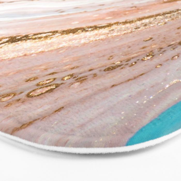Blush Pink And Gold Liquid Color  Bath Mat Gallery Image 3
