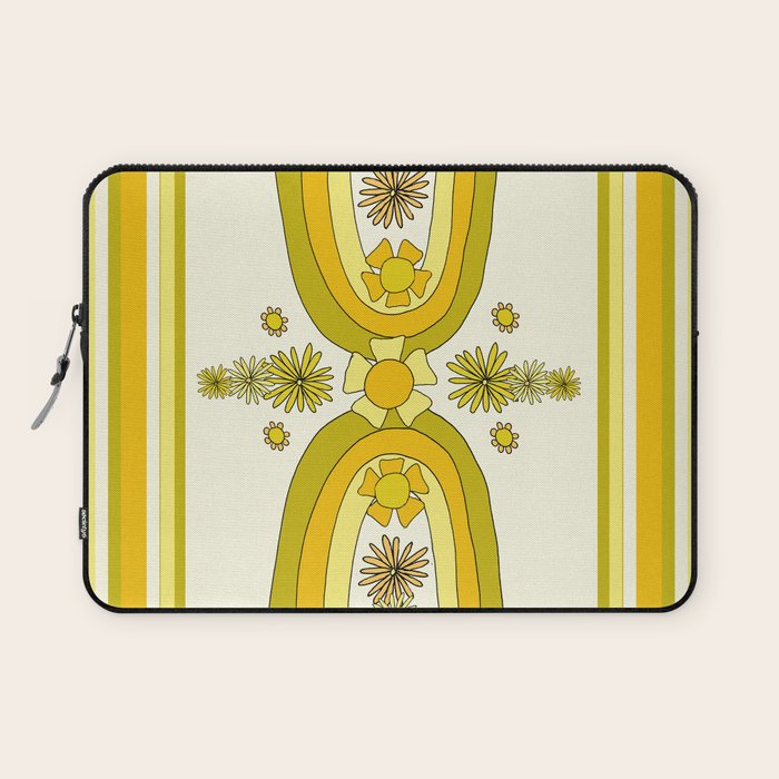 positive rainbow flowers // retro art by surfy birdy Laptop Sleeve Gallery Image 1