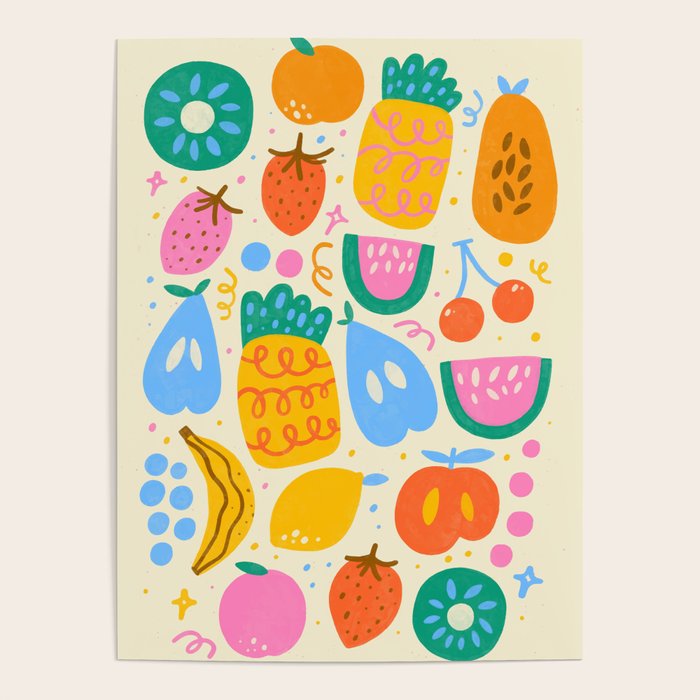 Fun Rainbow Fruit Pattern Poster Gallery Image 4