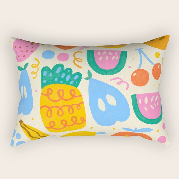 Fun Rainbow Fruit Pattern Rectangular Pillow Gallery Image 2