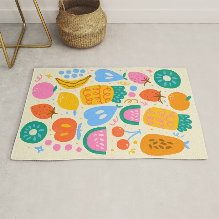 Fun Rainbow Fruit Pattern Rug Gallery Image 1