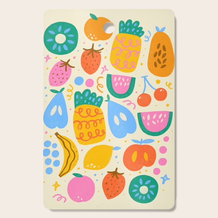 Fun Rainbow Fruit Pattern Cutting Board Gallery Image 1
