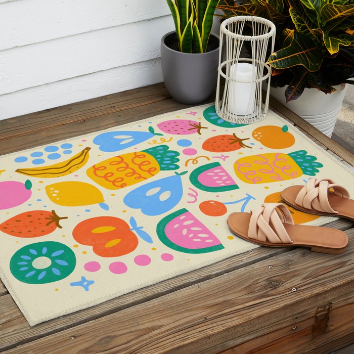 Fun Rainbow Fruit Pattern Outdoor Rug Gallery Image 2