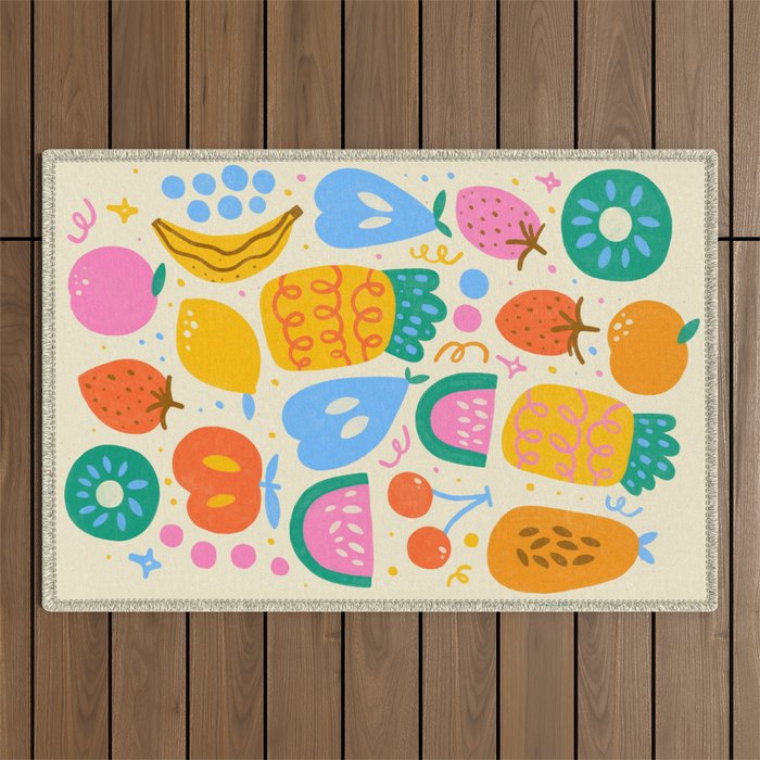 Fun Rainbow Fruit Pattern Outdoor Rug Gallery Image 1