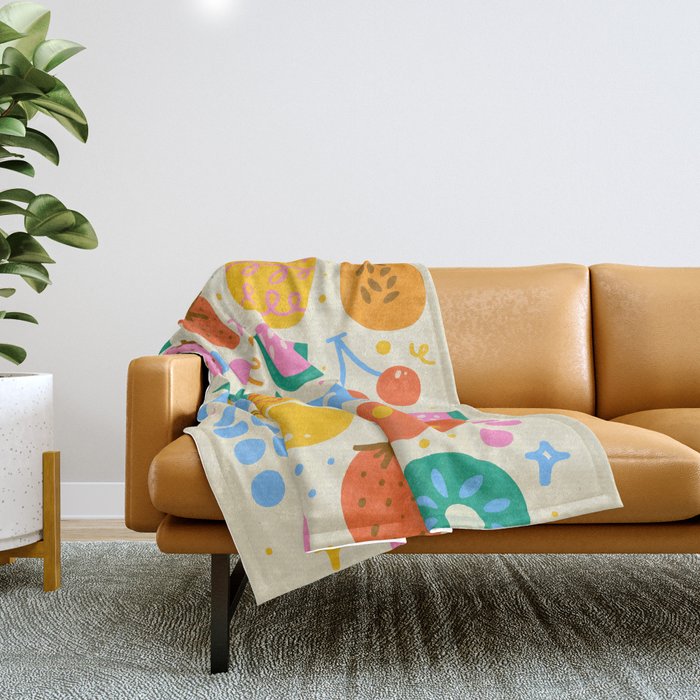 Fun Rainbow Fruit Pattern Throw Blanket Gallery Image 1