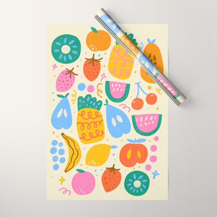 Fun Rainbow Fruit Pattern Wrapping Paper Gallery Image 1