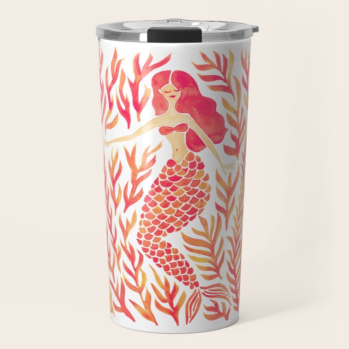Kelp Forest Mermaid - Peach Palette Travel Mug Gallery Image 1