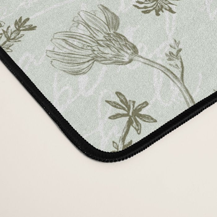Meadow Floral Herbarium Cottagecore  Botanical Monochromatic Pattern - Pistachio Green  Desk Mat Gallery Image 4
