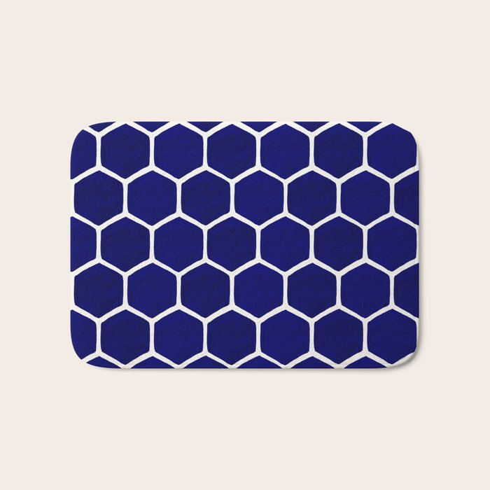 Hexagon Honeycomb Pattern - Navy Palette Bath Mat Gallery Image 1