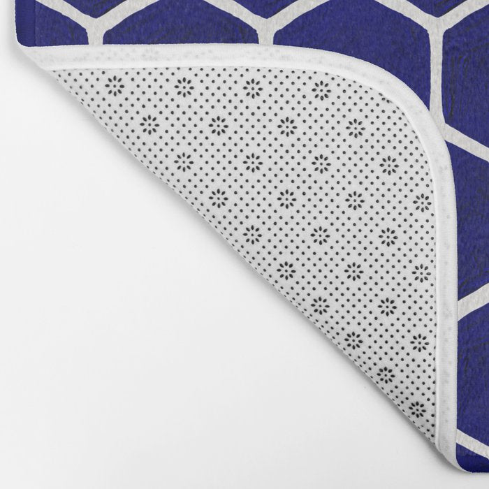 Hexagon Honeycomb Pattern - Navy Palette Bath Mat Gallery Image 2