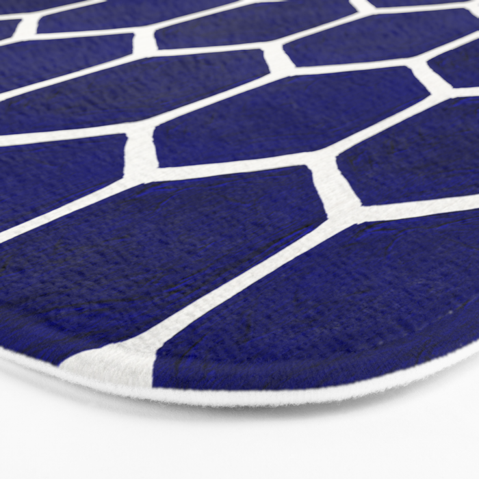 Hexagon Honeycomb Pattern - Navy Palette Bath Mat Gallery Image 3