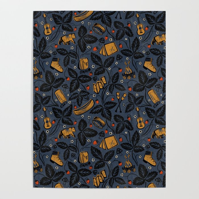 Summer Camping - Midnight Blue Poster Gallery Image 1