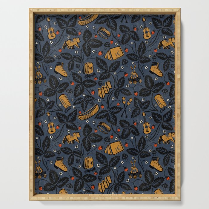 Summer Camping - Midnight Blue Serving Tray Gallery Image 1