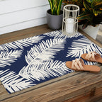 Tropical on blue Outdoor Rug Gallery Image 2