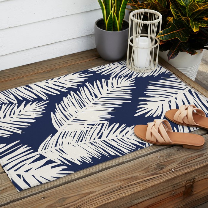 Tropical on blue Outdoor Rug Gallery Image 2