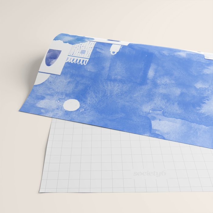 Santorini Greek Island Mediterranean Watercolor Wrapping Paper Gallery Image 2