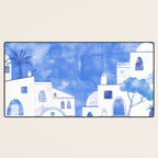 Santorini Greek Island Mediterranean Watercolor Desk Mat Gallery Image 3