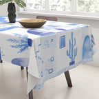 Santorini Greek Island Mediterranean Watercolor Tablecloth Gallery Image 3
